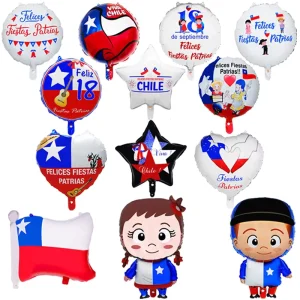 Chile National Day Chili Chilean Flag Balloon Boy Girl 18 Inch Cartoon Round Star Celebration Foil Balloons Party Decorations