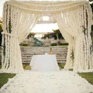 China Factory 2m Artificial Wisteria Garland Christmas Halloween Hanging Flowers Silk Wedding Backdrop Decoration