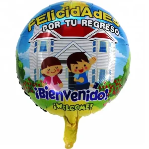 China Round Shaped Colorful Foil Balloons in Spanish “Wellcome You Back” for Party Decorations