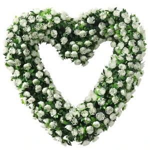 Chinese Factory Valentine’s Day Wreath Heart Artificial Flower Wreath Home Decoration for Sale Indoor and Outdoor