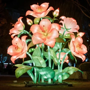 Chinese Festival Lantern Steel Silk Cloth Indoor Outdoor Flower Lantern for Wedding Decor Festive Party Supplies