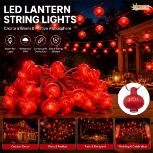Chinese Festival Lantern String Light IP65 Customizable Length Spring Festival Curtain Decoration