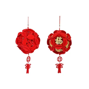 Chinese Festival and Celebration Felt Fabric Lantern Chinese Lucky Red Fu 3D Puzzle Lantern