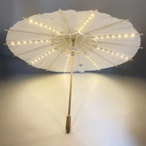 Chinese Japan LED Oiled Paper Umbrella Wedding Festival Decor Light up Umbrella Drama White Craft Umbrella Cosplay Supplies