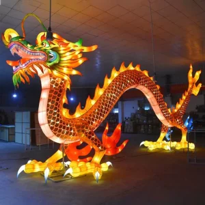 Chinese Lantern Festival Christmas Ornaments Giant Zodiac Animal Lanterns LED Silk Dragon Lantern for New Year Decoration