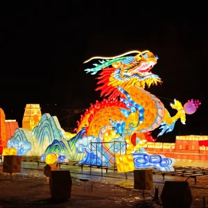 Chinese Lantern Festival Lights Large Outdoor Luminous Waterproof LED Chinese Dragon Silk Lantern Decorations