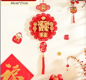 Chinese New Year Decoration 3D Fu Character Tassel Lucky Felt Hanging Ornament for Lunar Year Spring Festival Party Supplies 30#