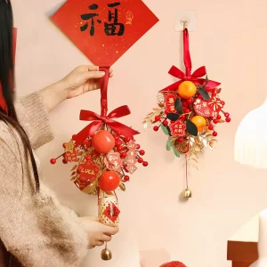 Chinese New Year Decoration Chinese Horse Year Red Fruit String Ornament Simulation Flower Fortune Fruit