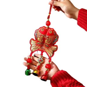Chinese New Year Decoration FU Fish Bell Hanging Oriental Pendant Ornaments for Spring Festival Luna New Year Lucky Gifts
