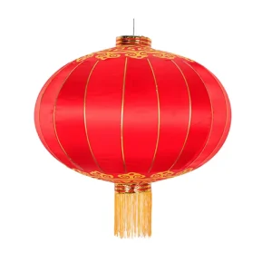 Chinese New Year Decorations 60cm Round Shape Chinese Red Silk Lantern