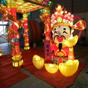 Chinese New Year Folk Crafts Light up Silk Fabric Festival Lantern for Events Decoration