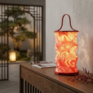 Chinese New Year Horse Design Lantern Foldable Paper Lamp With Handle Touch Control & Dimmable Features