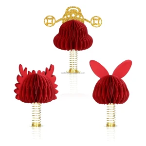 Chinese New Year Paper Honeycomb Ornaments for Cars Decorations Christmas Ornaments