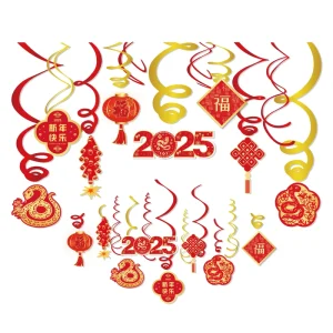 Chinese New Year Party Decorations Snake Year PVC Hanging Foil Swirls for Spring Festival Party Supplies