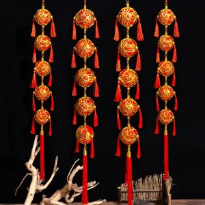 Chinese New Year Small Lantern String Decorations DIY Tree Hanging Yuanxiao Christmas Charms Tassels PP Material