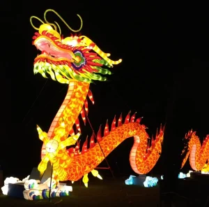 Chinese New Year Traditional Festival Celebration Event Show Outdoor Decoration Big Dragon Silk Cloth Lantern