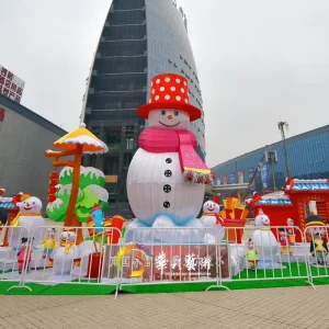 Chinese Silk Lantern Snowman for Celebrating Christmas Halloween Chinese New Year Valentine’s Day Decorations