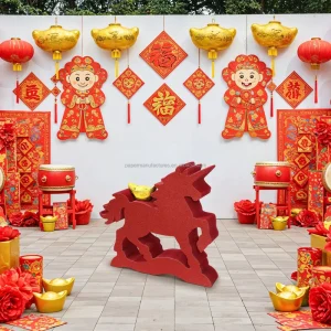 Chinese Style Large Paper Honeycomb New Year’s Day Home Decorations with Magnets