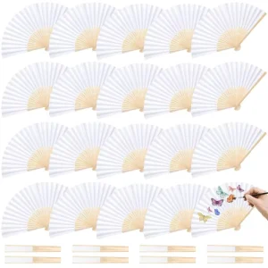 Chinese Summer Beach Party Dance Bamboo Rave Paper Folding Fan Ribs Decorations