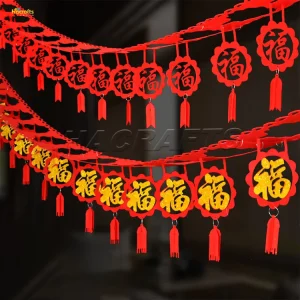 Chinese Traditional Hanging Decoration Banner Pendants Red Fabric Chinese Spring Festival Indoor Decoration