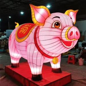 Chinese Zodiac Pig LED Lantern Outdoor Waterproof Festival Motif Light for New Year Decoration