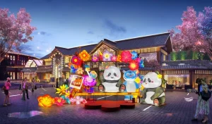Chinese panda LED silk lantern light installations suit parks scenic areas and business blocks perfectly