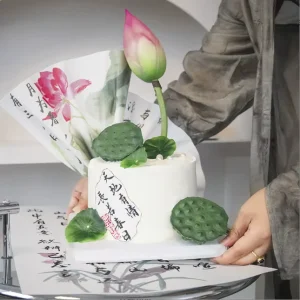 Chinese style Ancient style Lotus Flower Heaven and Earth Affection Calligraphy Qixi Festival Cake Decoration