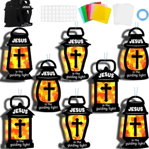 Christian Catcher Craft Kit Jesus Is the Guiding Light DIY Religious Window Stained Glass Hanging Decoration