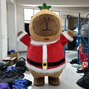 Christmas Adult Unisex Plush Inflatable Cartoon Capibara Animal Mascot Costume Cosplay Festivals and Halloween Parties Accessory