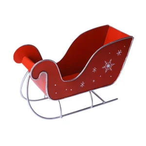 Christmas Art Deco Iron Sleigh Centerpiece Snowflakes Pattern Car Shaped Metal Decor for Festive Holiday Home Party Decoration