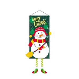 Christmas Backdrop Tapestry Santa Snowman Grinch Pattern Wall Hanging Cloth Holiday Home Party Decorative Background Banner