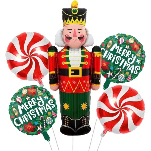 Christmas Balloon Set Santa Claus Snowflake Party Decorations in Cartoon Style Made Aluminum Foil