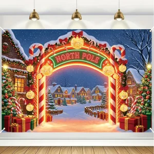 Christmas Banner 210*150CM Farmhouse Garland Snowman Design Festive Home Yard Decoration Multi-purpose Winter Scene Portable