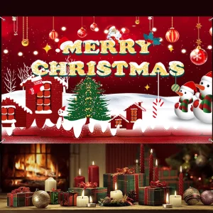 Christmas Banner Background Fabric Customizable Party Decoration Banner
