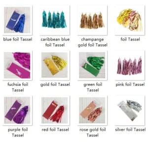 Christmas Birthday Wedding Party Decoration Strips Tissue Hanging Banner Decor Colorful Golden Paper and Foil Tassel for Balloon