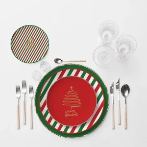 Christmas Bone China Dinnerware Set Ceramic Plates Cups Saucers with Charger Plates Festive Holiday Tableware Packing