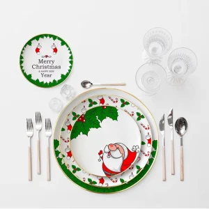 Christmas Bone China Dinnerware Sets Factory Ceramic Tableware for Weddings Hotels with Dinner Plates & Charger Plates