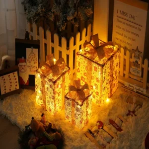 Christmas Box Decoration Lamp Remote Button Control USB Battery Powered LED Night Light Holiday Indoor Ornament