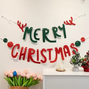 Christmas Bunting Garland Hanging Flags Pull Up Banners Paper Antler Star Shaped Decorative Atmosphere Creating Scene Setting