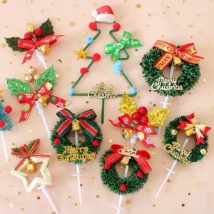 Christmas Cake Topper, Santa Claus, Snowman and Fawn