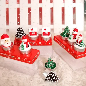 Christmas Candle Trinket Christmas Snowman Pine Cone Candle Gift Christmas Decoration Painted Candle