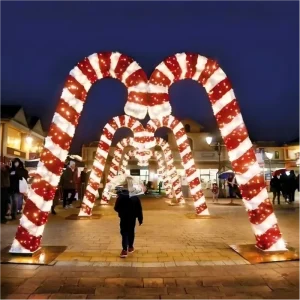 Christmas Candy Cane Arch Lights Xmas Park Garden Decorations Giant Commercial LED IP65 Waterproof Ra95 50000 Hours Lifespan