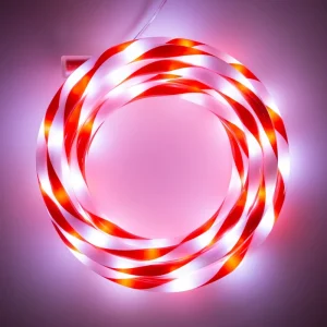 Christmas Candy Cane Rope Light Outdoor Waterproof with Remote Control 8 Modes Suitable for Garden Terrace Courtyard