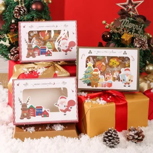 Christmas Candy Gift Box Snowflake Crisp Nougat Biscuits Window Box Moisture-proof Empty Gift Packaging Hand Gift Portable