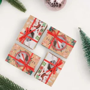 Christmas Candy Kraft Paper Gift Packaging Box with Window Matt Lamination Disposable Food Packaging