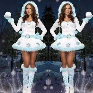 Christmas Costume Christmas Party Costume White Snowwoman Uniforms
