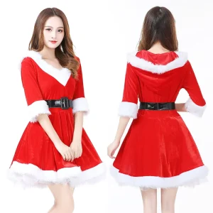 Christmas Costume Dress for Women Stage Outfit Festive Holiday Party Role Play Wear