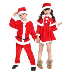 Christmas Costume Kids Santa Suit Boy Angel Costume Christmas Dresses for Little Girls with Christmas Hat