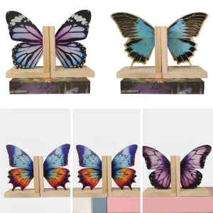 Christmas Creative Wooden Butterfly Wings Bookend Bedroom Study Book Holder Desk Decor