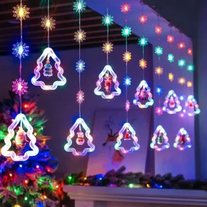 Christmas Curtain Lights 8 Modes 120 LED Hanging Window Decoration String Light with Remote Fairy Lights for Room Holidays